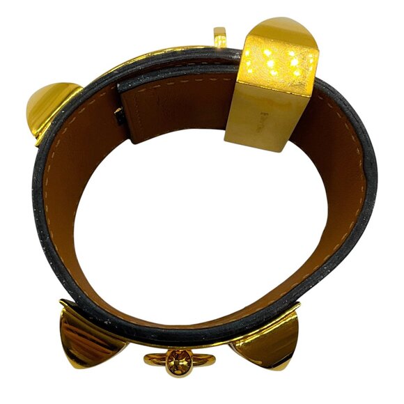 Hermes 2010 Brown / Gold Collier de Chein Leather Bracelet - Picture 3 of 5